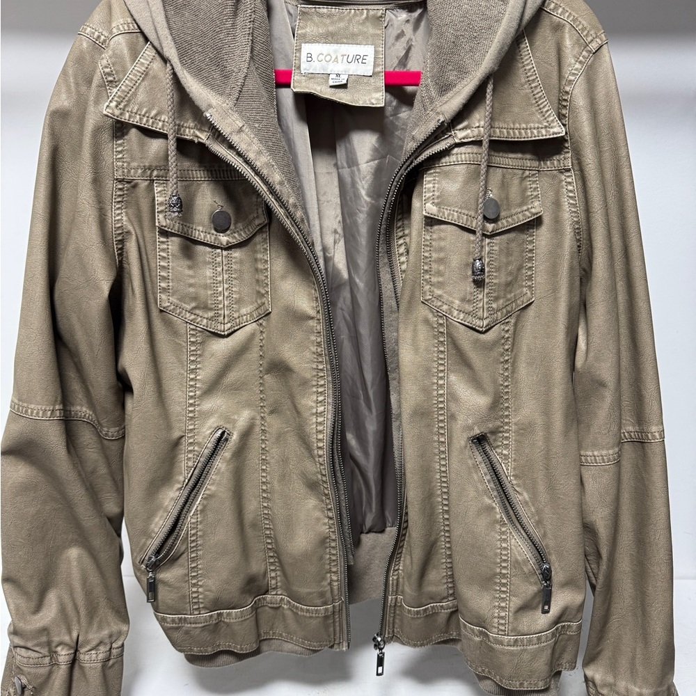 B. Coature Vegan Leather Jacket with Hood